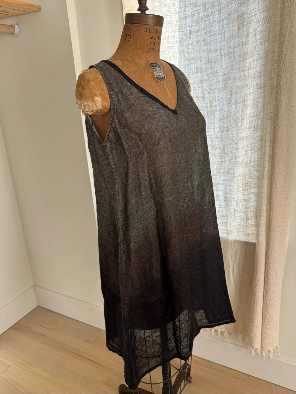 FLAX sheer linen ombre dress/ layer - Picture 4 of 9